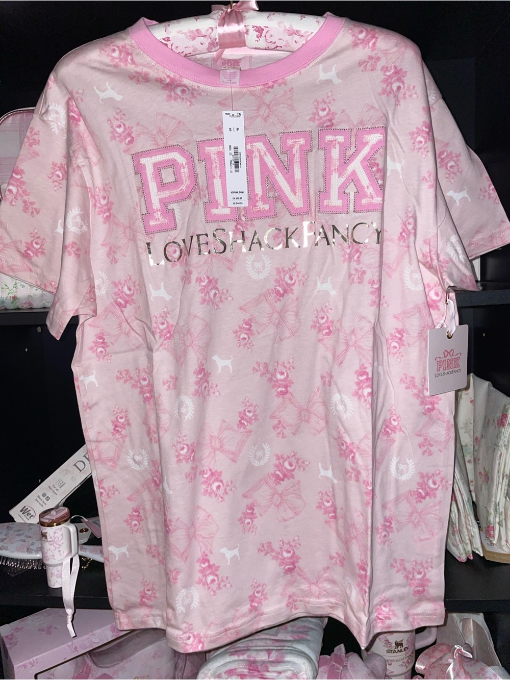 PINK X LoveShackFancy S campus pink Beaux Icons tee